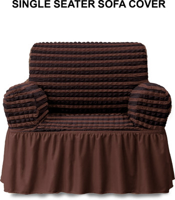 Flipkart SmartBuy Polyester 1 Seater Sofa Polka Cover(Pack of 1 Brown, Black)