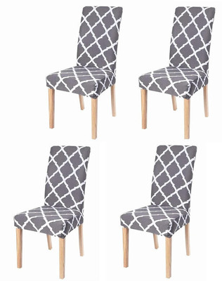 QUIRKYHUB Polycotton 1 Seater Chair Geometric Cover(Pack of 4 Grey)
