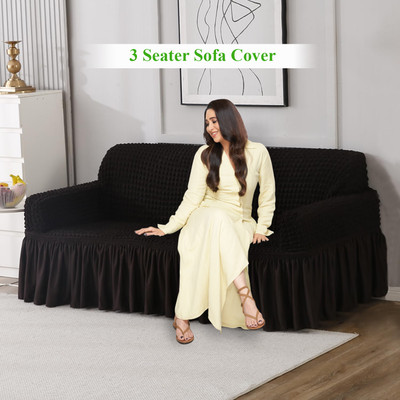 HOKiPO Polyester 3 Seater Sofa Plain Cover(Pack of 1 Dark Chocolate)