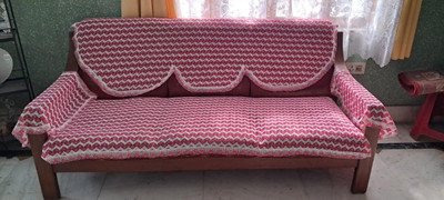 Elina Enterprises Polycotton 3 Seater Sofa Floral Cover(Pack of 1 Pink)