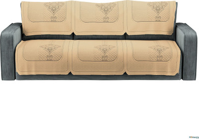 HOMESTIC Cotton 3 Seater Sofa Floral Cover(Pack of 6 Gold)