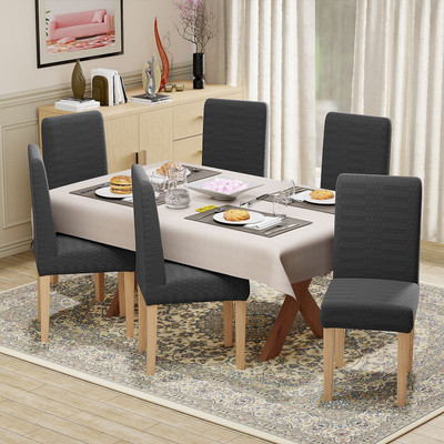 lukzer Jacquard 1 Seater Chair Plain Cover(Pack of 6 Pastel Dark Grey Dotted Stripe)