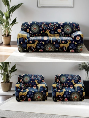 papsun Polyester 3+1+1 Seater Sofa Floral Cover(Pack of 1 Animal Print)