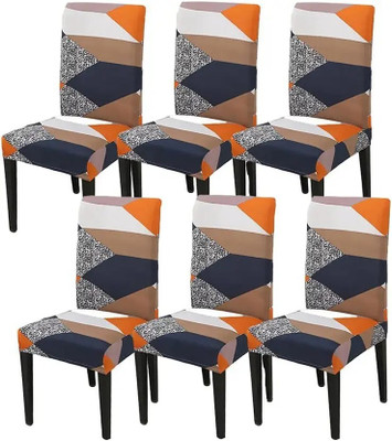 NAYISHI Polycotton 1 Seater Chair Geometric Cover(Pack of 6 orange prism)