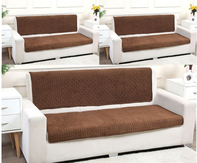 Fashion Throw Velvet 3+2+2 Seater Sofa Floral Cover(Pack of 1 Brown)