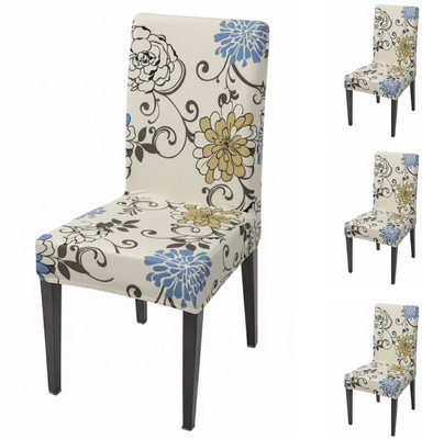 Mintos Polycotton 1 Seater Chair Floral Cover(Pack of 4 Cream)