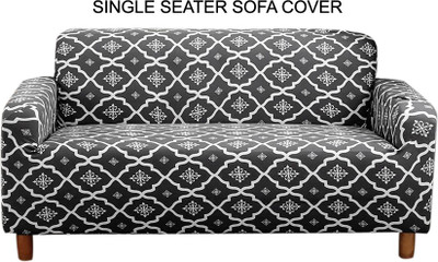 HOUSE OF QUIRK Polyester Checkered 3 Seater Sofa Cover(Grey Pack of 1)