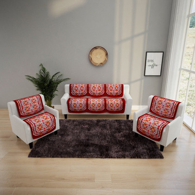 ROMEE Polyester Damask 3+2 Seater Sofa Cover(Multicolor Pack of 1)