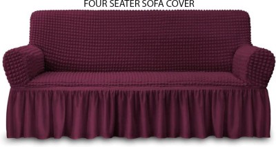 Magic Cover Polyester Striped Sofa Cover(Wine Pack of 1)