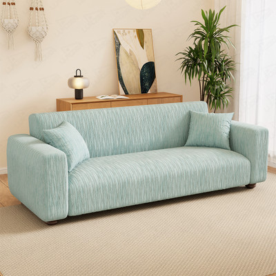 lukzer Jacquard Abstract 2 Seater Sofa Cover(Pastel Blue Wavy Stripes Pattern Pack of 1)