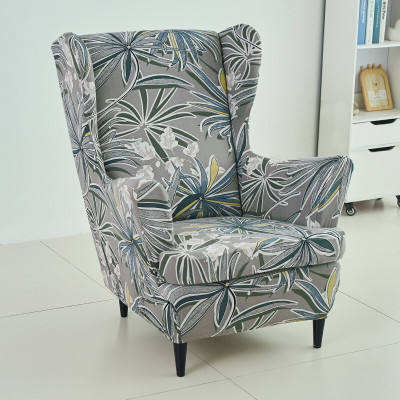 HOKiPO Polyester 1 Seater Chair Floral Cover(Pack of 1 Frost Grey Marginata)