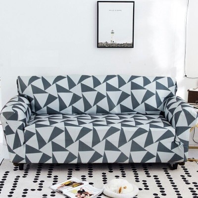 lukzer Polyester Geometric Sofa Cover(Grey Pack of 1)