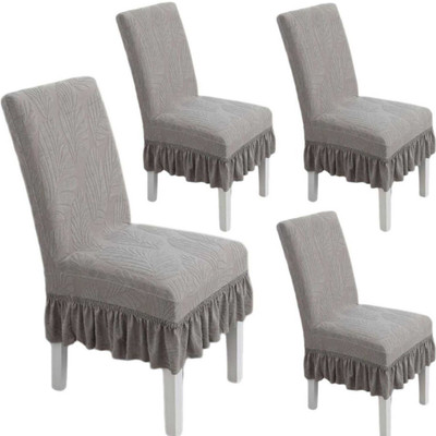 vinsano Jacquard 1 Seater Chair Plain Cover(Pack of 4 grey)