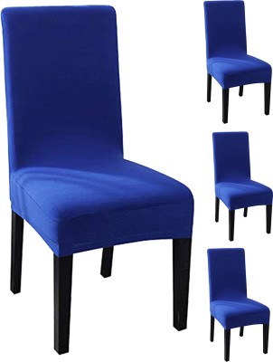 Magic Cover Polyester Plain Chair Cover(Dark Blue Pack of 4)