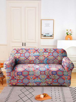 Cortina Polyester Abstract 2 Seater Sofa Cover(Purple Pack of 1)