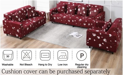 Abhsant Polycotton, Polyester Floral Sofa Cover(Maroon Pack of 3)