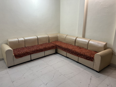 KINGLY Velvet 3+2 Seater L-Shape Sofa Plain Cover(Pack of 2 Copper)