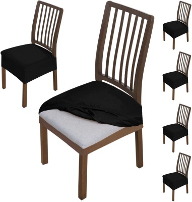 HOKiPO Velvet Plain Chair Cover(Black Pack of 6)