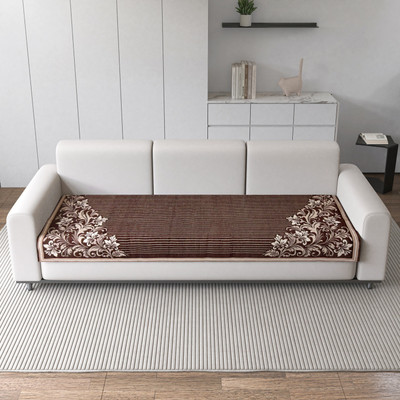 Flipkart SmartBuy Velvet 3 Seater Sofa Floral Cover(Pack of 1 Brown)