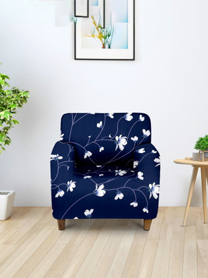 Cortina Polyester Abstract 1 Seater Sofa Cover(Blue Pack of 1)