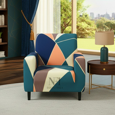 NFI essentials Polyester 1 Seater Sofa Geometric Cover(Pack of 1 Multicolor)