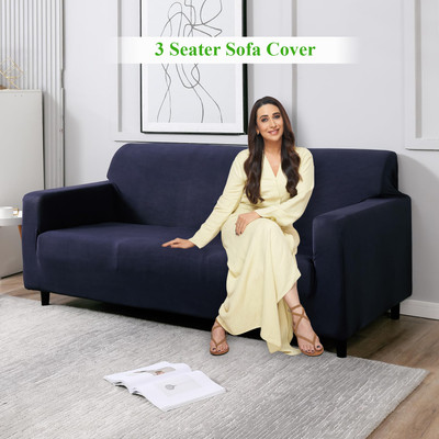 HOKiPO Polyester 3 Seater Sofa Plain Cover(Pack of 1 Space Blue)