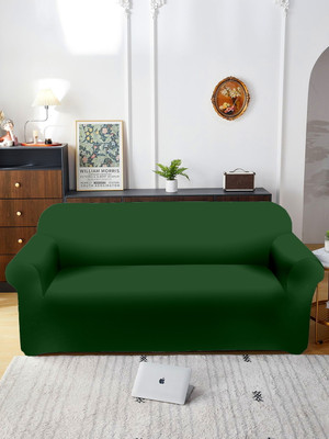 Flipkart SmartBuy Polyester Plain 3 Seater Sofa Cover(Green, White Pack of 1)