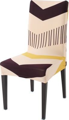 HOKiPO Polyester Abstract Chair Cover(Beige Pack of 1)