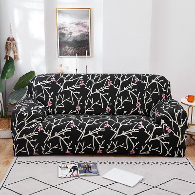 TONY STARK Polycotton Floral 3 Seater Sofa Cover(Black Pack of 1)