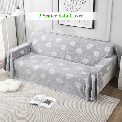 HOKiPO Chenille 3 Seater Sofa Floral Cover(Pack of 1 Grey)
