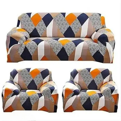 LA MANTTA Polyester Geometric 3+1+1 Seater Sofa Cover(0011 Pack of 3)
