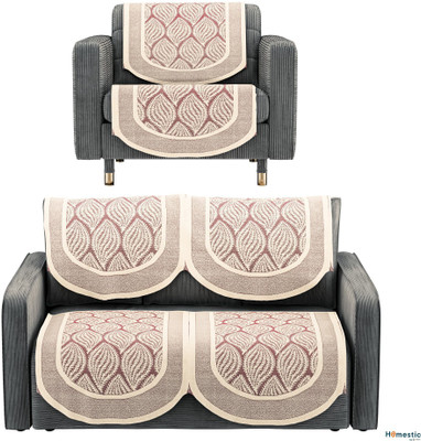 HOMESTIC Cotton 3 Seater Sofa Floral Cover(Pack of 6 Maroon)