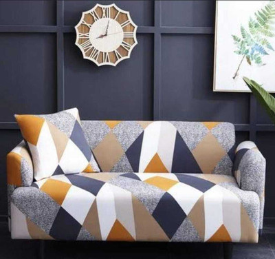 papsun Polyester Floral 3 Seater Sofa Cover(Orange Pack of 1)