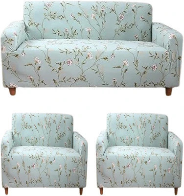 Flipkart SmartBuy Polycotton Floral 3+1+1 Seater Sofa Cover(Green Pack of 3)
