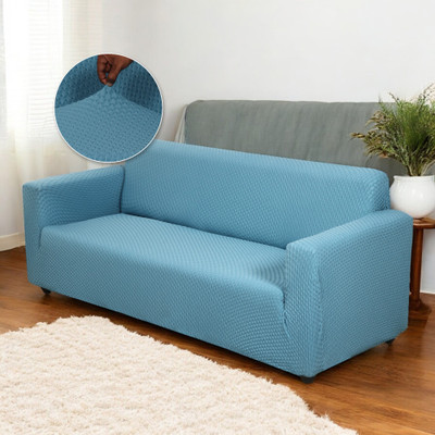 HOUSE OF QUIRK Jacquard 2 Seater Sofa Plain Cover(Pack of 1 Light Blue)
