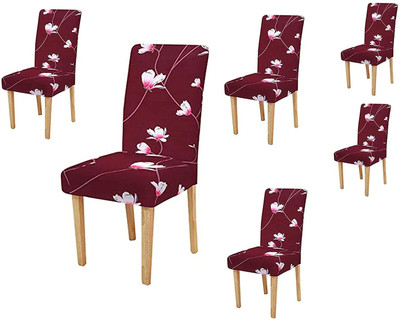 A CUBE LUXURY SOLUTIONS Polyester Floral 1 Seater Chair Cover(Red Pack of 6)