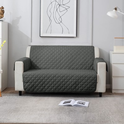 HOKiPO Polyester Plain Sofa Cover(Grey Pack of 1)