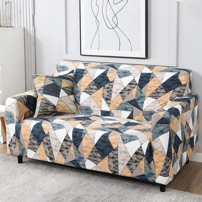 B BESTILO Polyester Checkered 3 Seater Sofa Cover(Multi Prism Pack of 1)