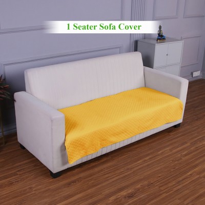 HOKiPO Polyester Plain 1 Seater Sofa Cover(Yellow Pack of 1)