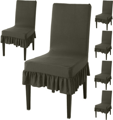 HOKiPO Polyester 6 Seater Chair Plain Cover(Pack of 6 Juniper Green)