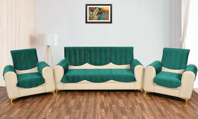 Fashion Throw Velvet 3+2 Seater Sofa Geometric Cover(Pack of 6 Teal)