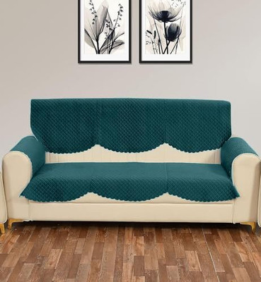 HOME BEAUTIFIER Polyester Striped 3 Seater Sofa Cover(Green Pack of 1)