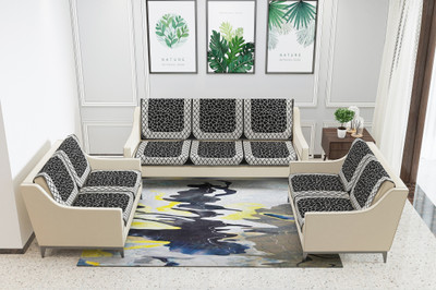 Nendle Velvet Abstract 3+2+2 Seater Sofa Cover(Black Pack of 6)