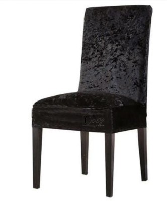 Cosycorner Velvet Plain Chair Cover(Black Pack of 1)