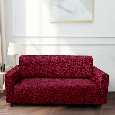 Cortina Polyester 3 Seater Sofa Abstract Cover(Pack of 1 Maroon)