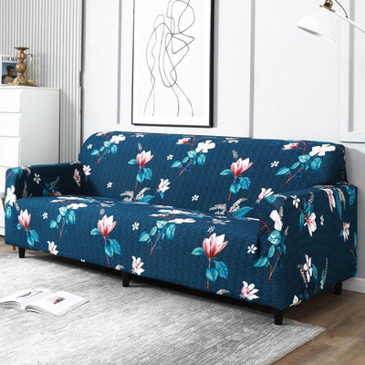 B BESTILO Polyester Checkered 4 Seater Sofa Cover(Blue Pack of 1)