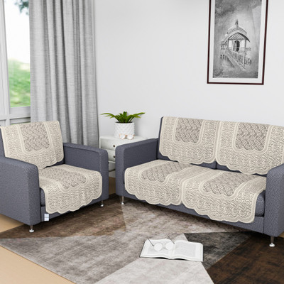 HOMESTIC by Kuber Industries Cotton 3 Seater Sofa Floral Cover(Pack of 6 Yellow)
