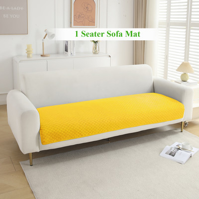 HOKiPO Polyester Plain 1 Seater Sofa Cover(Yellow Pack of 1)