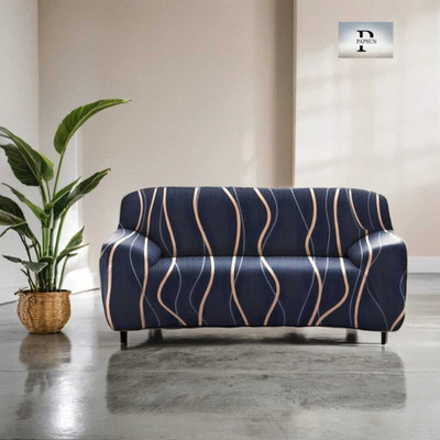 papsun Polyester Geometric 3 Seater Sofa Cover(Blue Pack of 1)