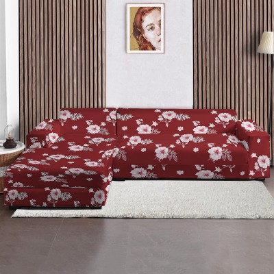 lukzer Polyester Floral Sofa Cover(Red Pack of 1)